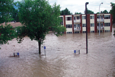 Flooded roads on main street